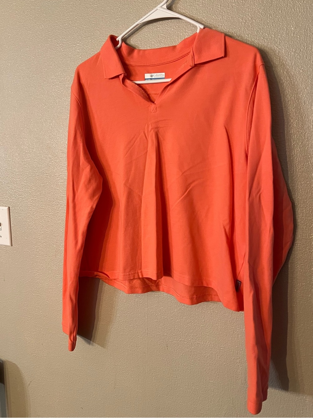 XL Columbia Long-Sleeve Polo Top in Orange